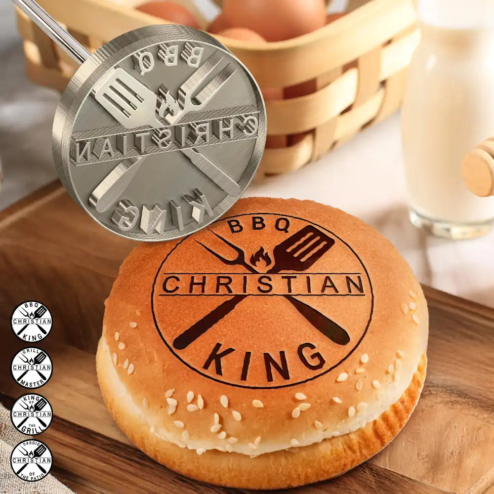 Happy, Gift For Yourself, Gift For Women, Gift For Men, Grilling - BBQ King Grill Master - Personalized Grilling Branding Stamp