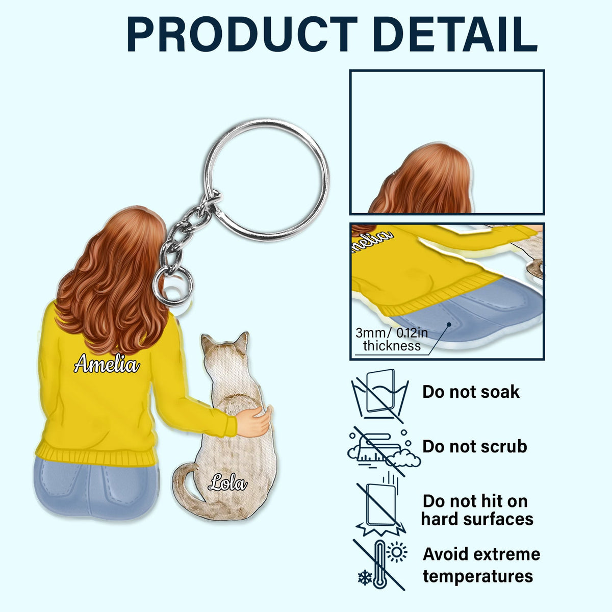 Porte-clés personnalisé en acrylique découpé pour amoureux des chiens et des chats