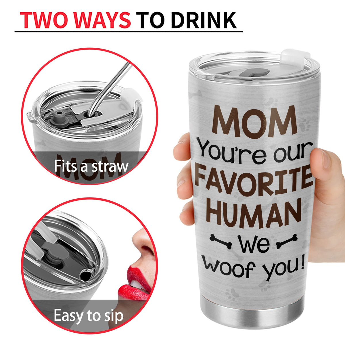 Tu es mon humain préféré - Cadeau pour les amoureux des chiens et des animaux - Gobelet personnalisé