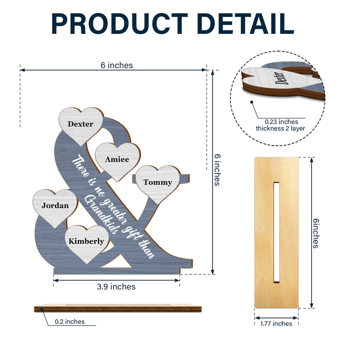 Nos petits-enfants, notre monde - Cadeau d'amour pour parent, grand-parent, grand-mère, papa - Plaque en bois personnalisée à 2 couches 