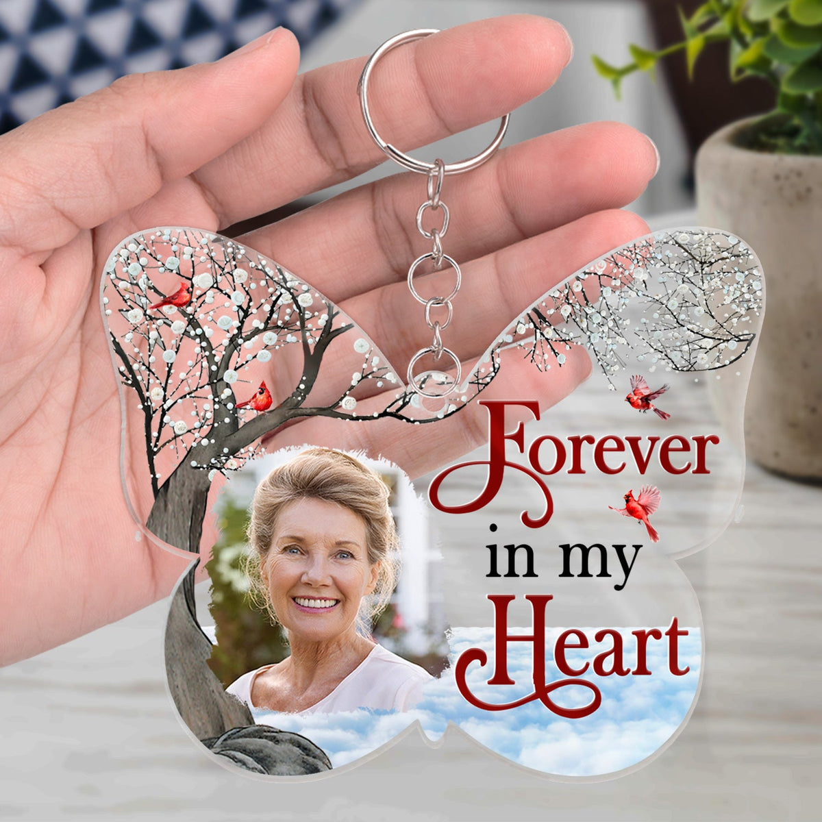 Custom Photo Although You Cannot See Me - Memorial Gift For Family, Siblings, Friends - Personalized Cutout Acrylic Keychain