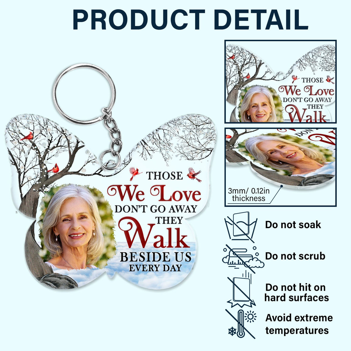 Custom Photo Although You Cannot See Me - Memorial Gift For Family, Siblings, Friends - Personalized Cutout Acrylic Keychain