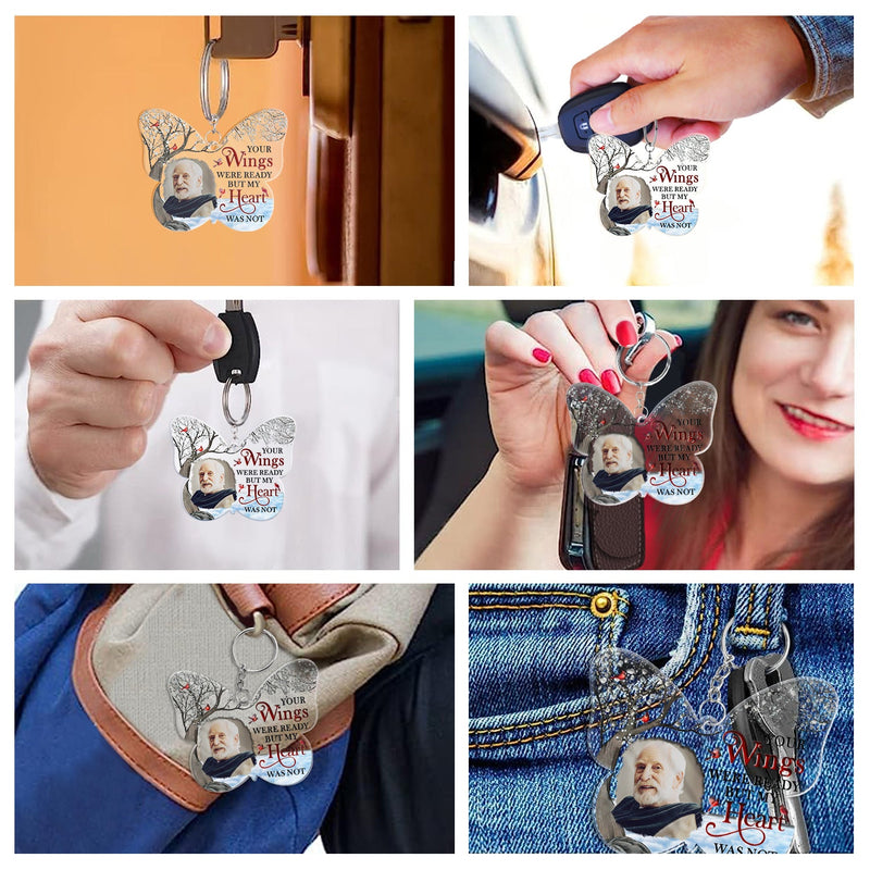 Custom Photo Although You Cannot See Me - Memorial Gift For Family, Siblings, Friends - Personalized Cutout Acrylic Keychain