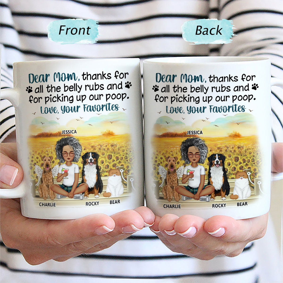 Thanks For All The Belly Rubs - Gift For Dog Mom, Dog Dad, Cat Mom, Cat Dad - Personalized Mug