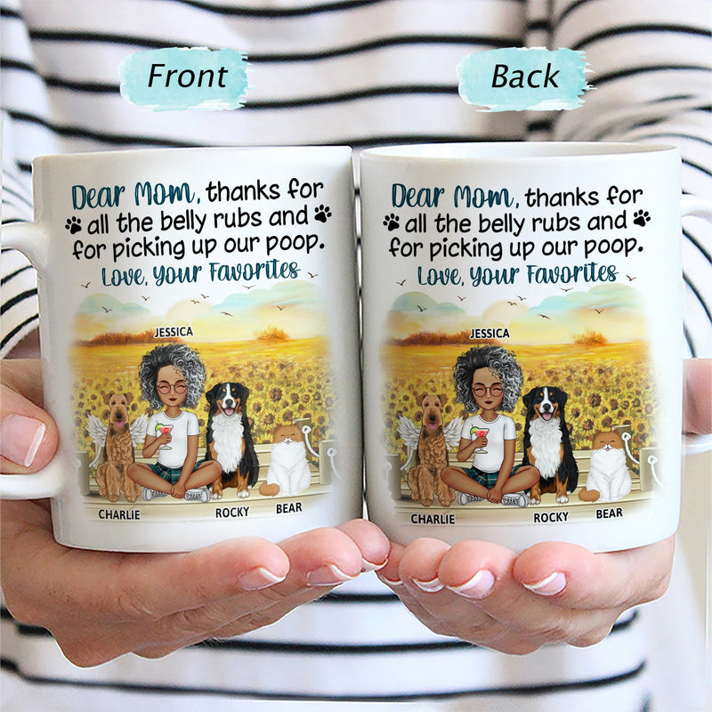 Thanks For All The Belly Rubs - Gift For Dog Mom, Dog Dad, Cat Mom, Cat Dad - Personalized Mug