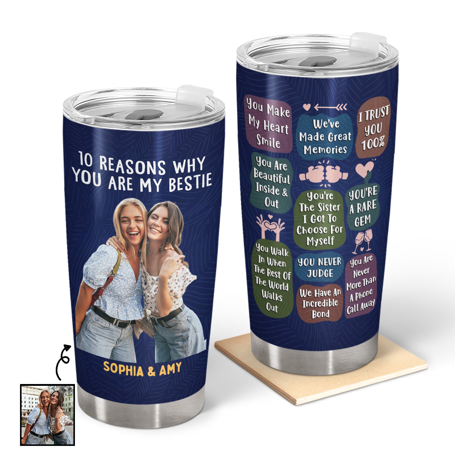 Custom Photo 10 Reasons Why You Are My Bestie - Holiday, Birthday, Loving Gift For Friends, Colleagues - Personalized Tumbler