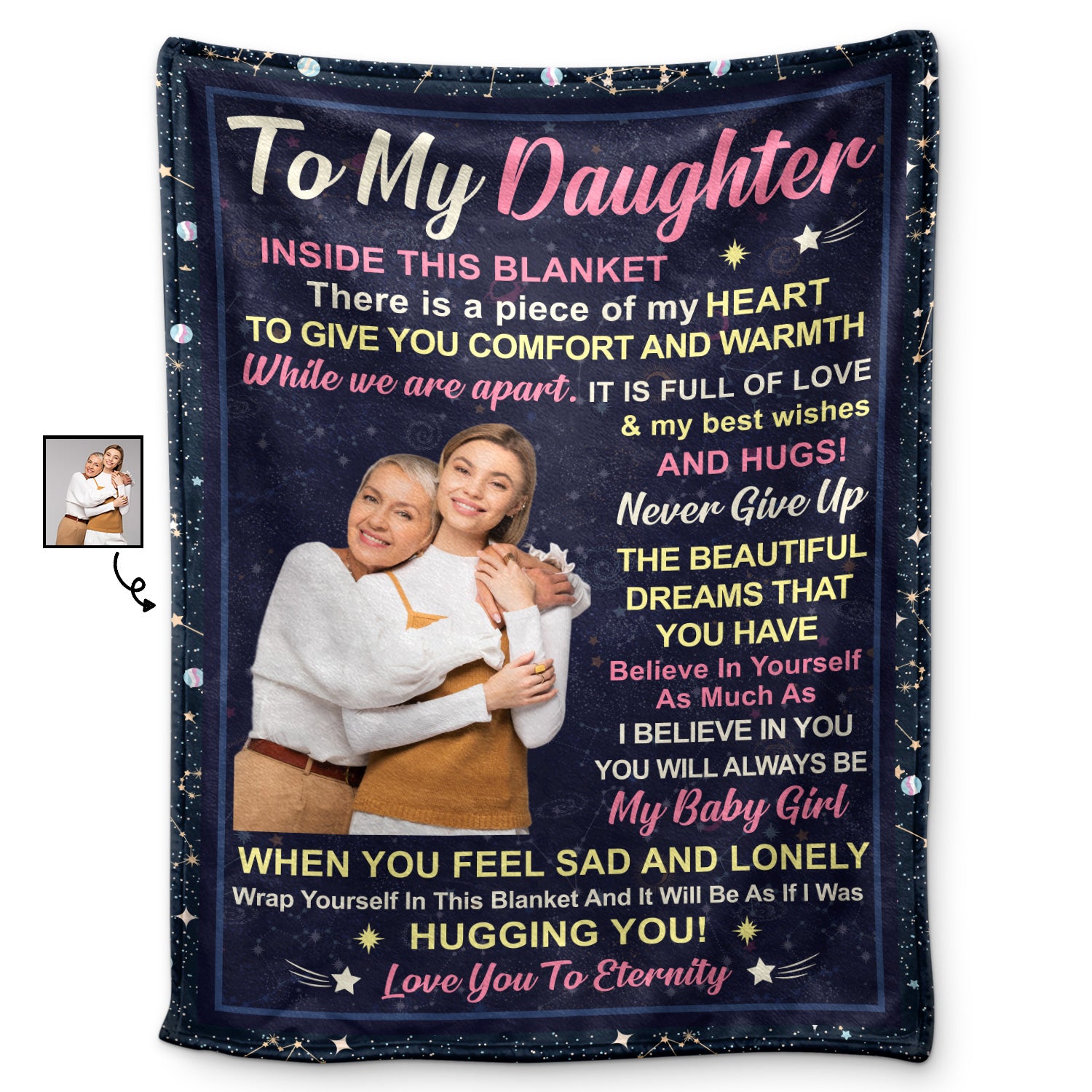 Custom Photo When You Feel Sad And Lonely Wrap Yourself In This - Birthday, Loving Gift For Mom, Mother, Nana, Grandma - Personalized Fleece Blanket, Sherpa Blanket