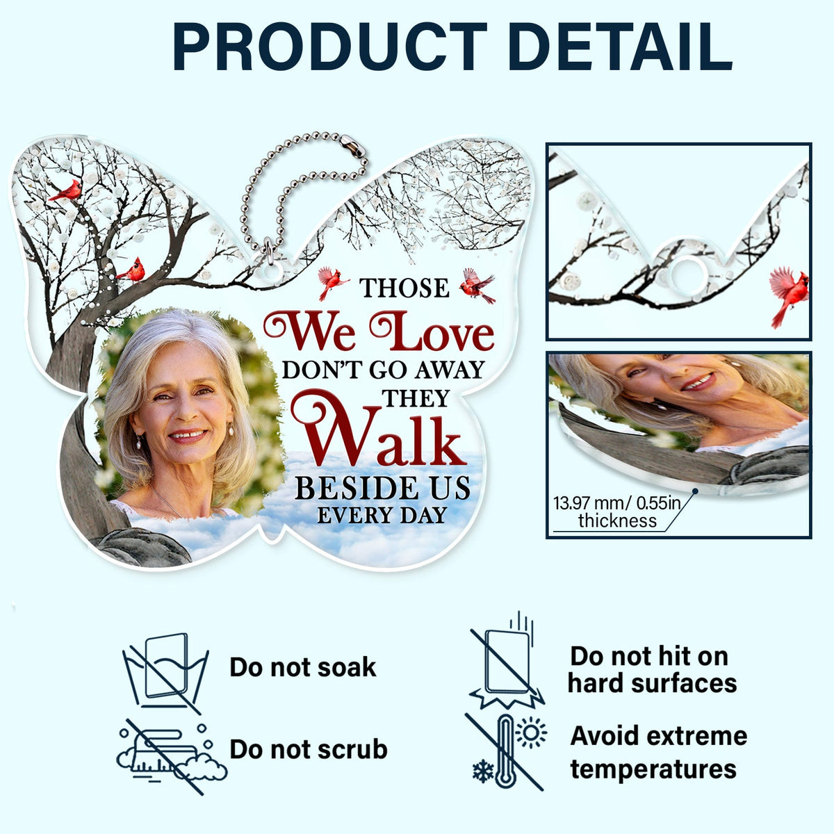 Custom Photo Although You Cannot See Me - Memorial Gift For Family, Siblings, Friends - Personalized Acrylic Car Hanger