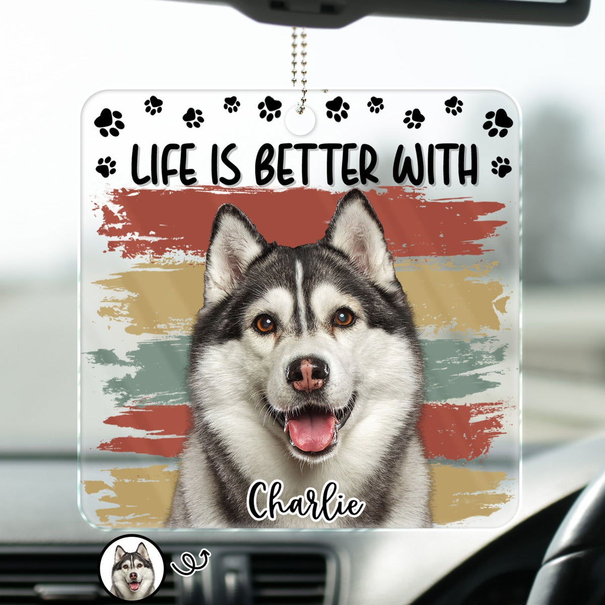 Photo personnalisée : La vie est meilleure avec un chien ou un chat ! Cadeau pour les amoureux des animaux ! Cintre de voiture en acrylique personnalisé