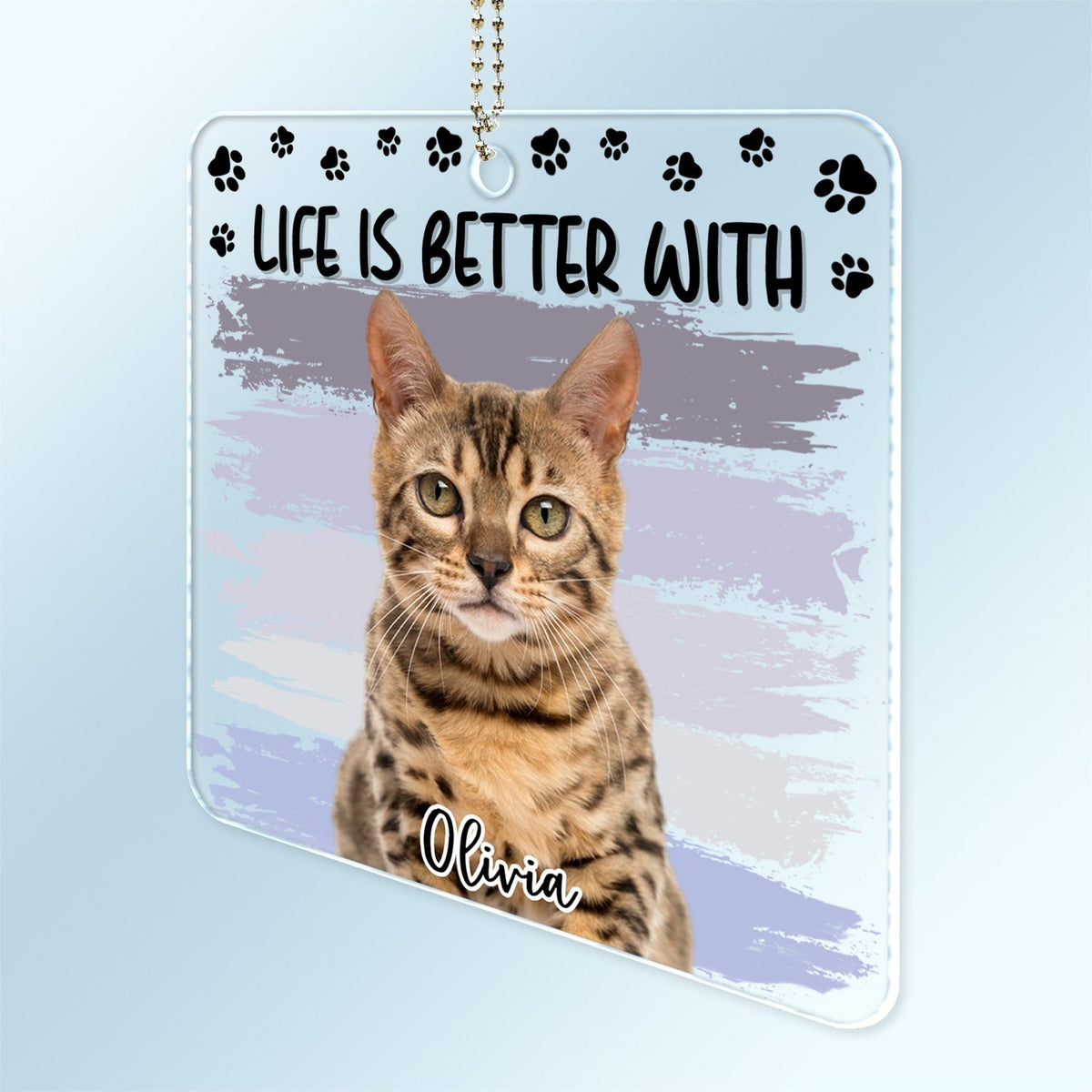 Custom Photo Life Is Better With Dog Cat - Gift For Pet Lovers - Personalized Acrylic Car Hanger