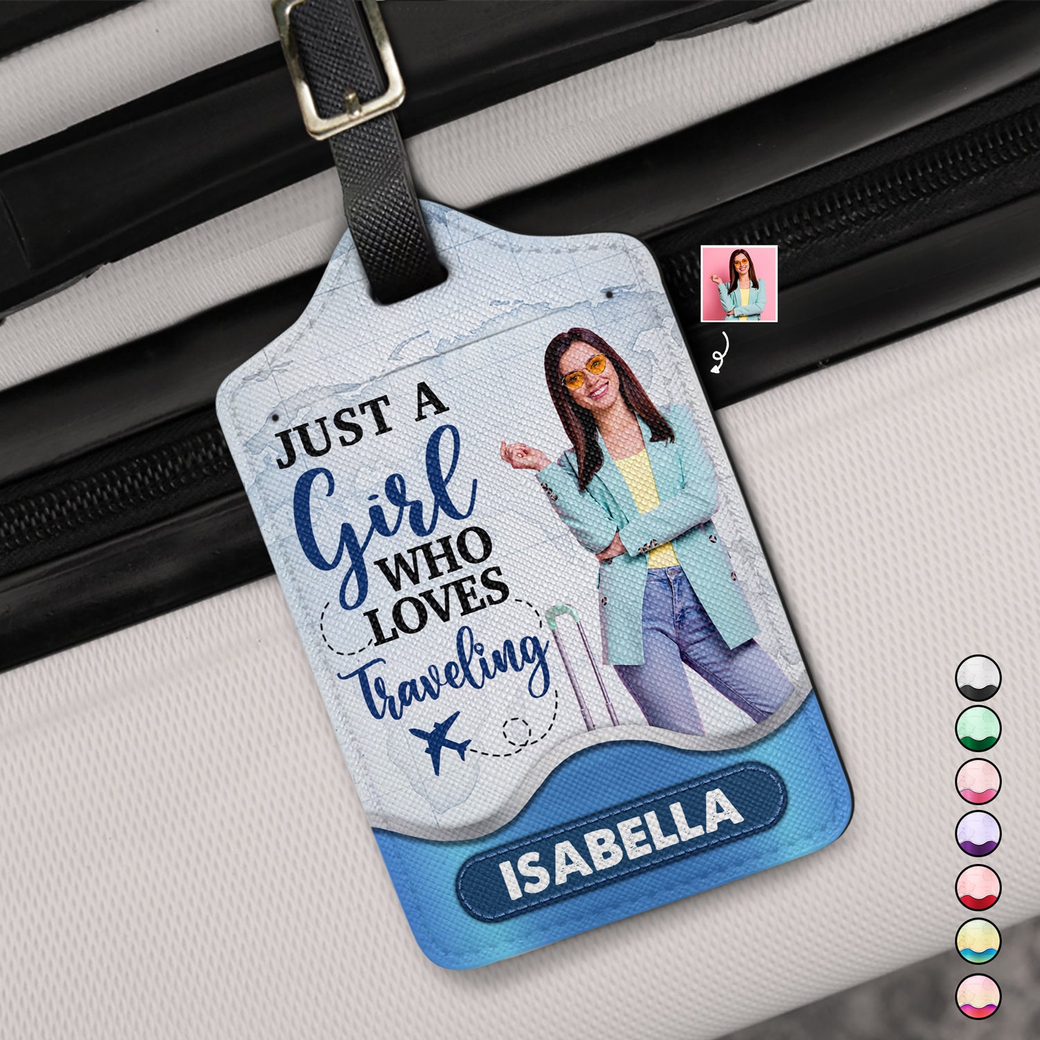 Custom Photo Just A Girl Boy Who Loves Traveling - Birthday Gift For Him, Her, Vacation Lovers - Personalized Luggage Tag