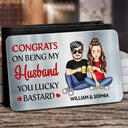 Congrats On Being My Husband - Anniversary Gift For Spouse, Lover, Couple - Personalized Aluminum Wallet Card