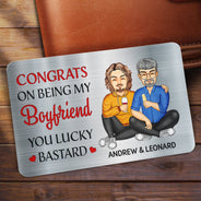 Félicitations pour être devenu mon mari - Cadeau d'anniversaire pour conjoint, amoureux, couple - Carte portefeuille en aluminium personnalisée