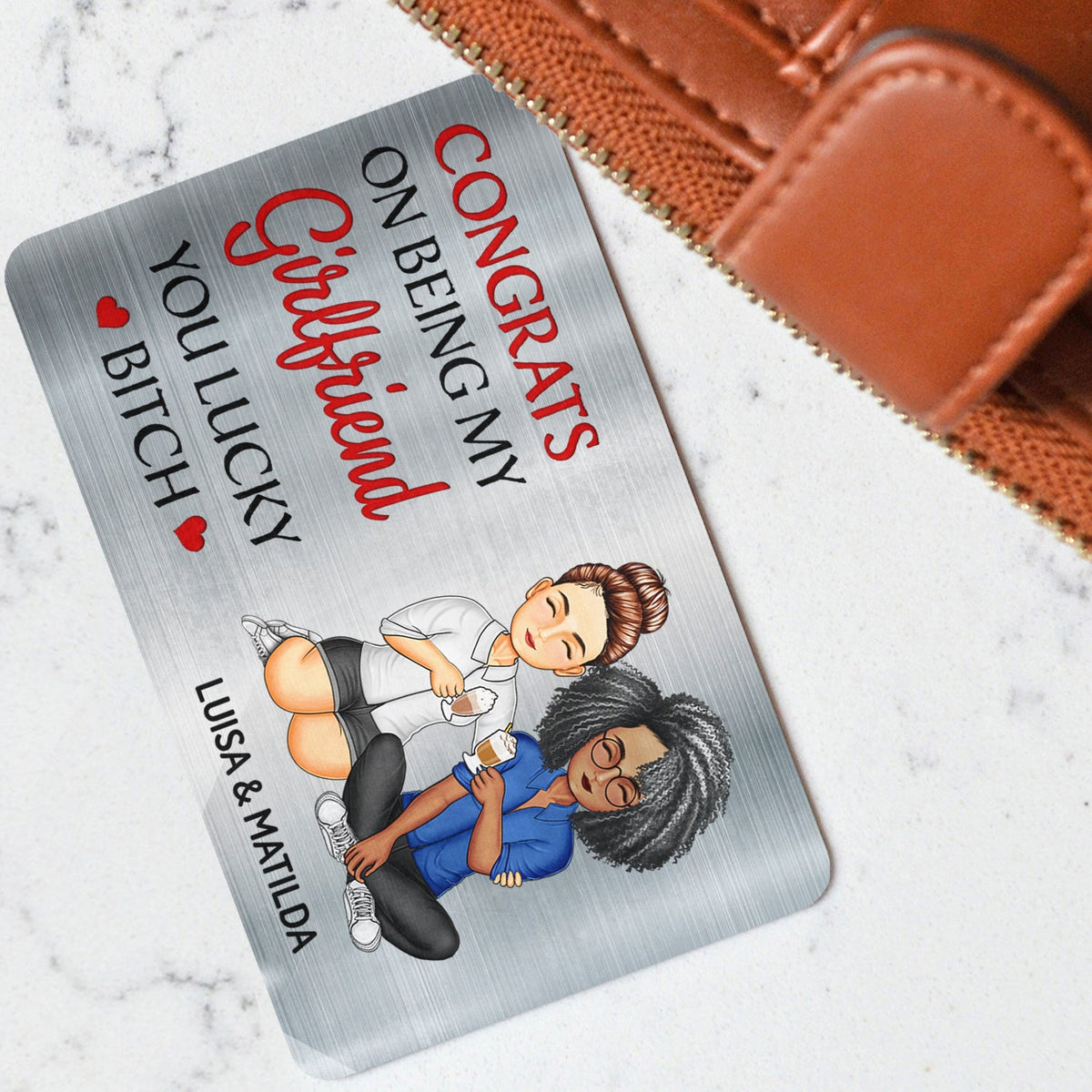 Félicitations pour être devenu mon mari - Cadeau d'anniversaire pour conjoint, amoureux, couple - Carte portefeuille en aluminium personnalisée