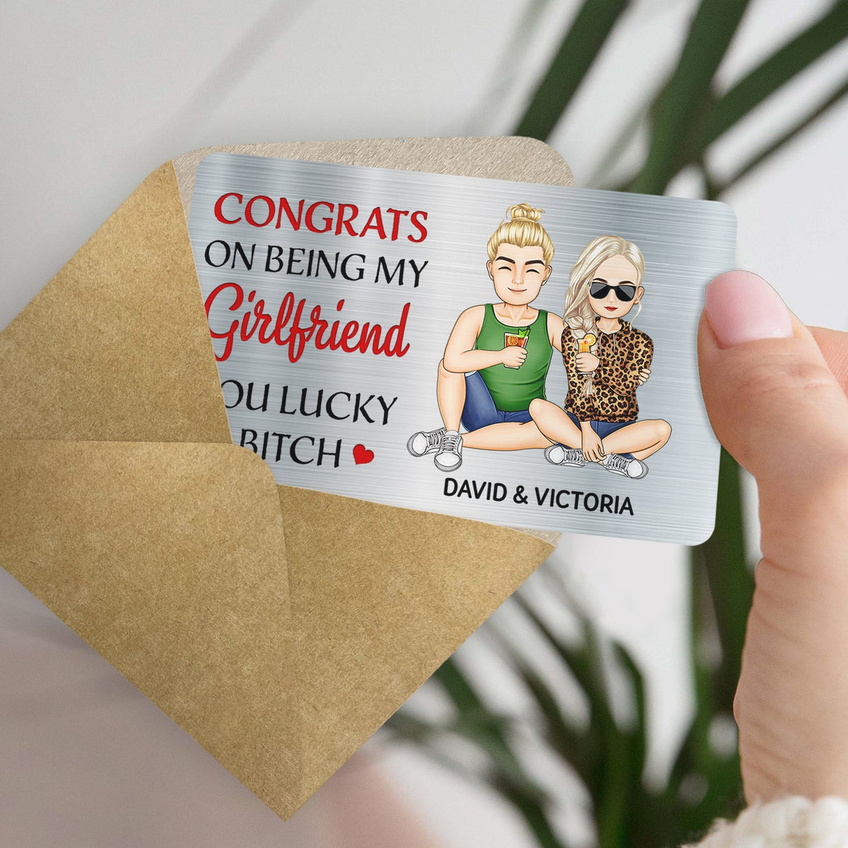 Félicitations pour être devenu mon mari - Cadeau d'anniversaire pour conjoint, amoureux, couple - Carte portefeuille en aluminium personnalisée