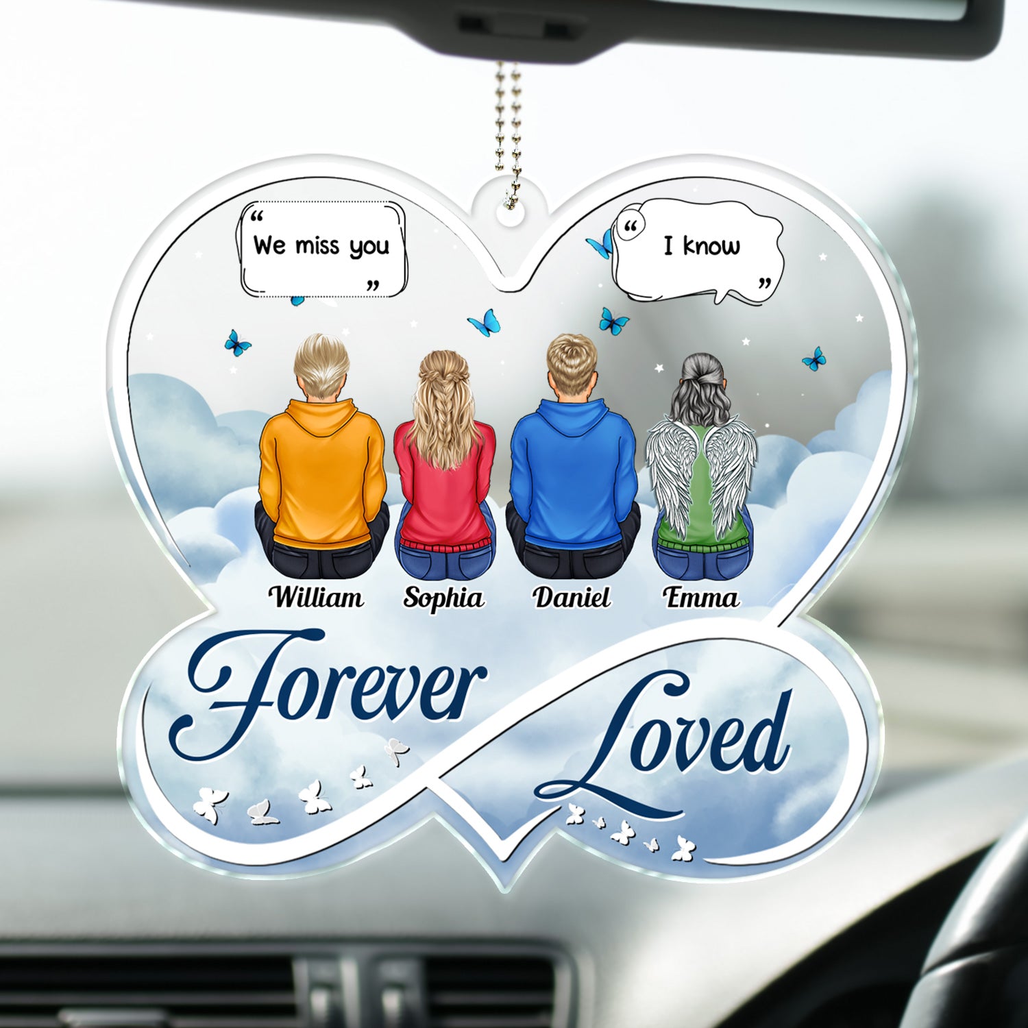 Always On My Mind Forever In My Heart Forever Loved - Memorial Gift For Family - Personalized Acrylic Car Hanger