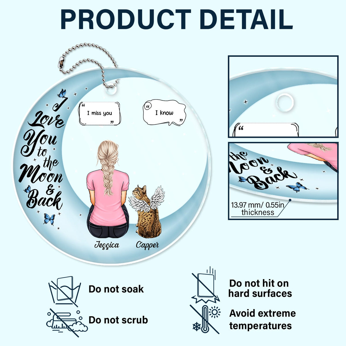 I Love You To The Moon And Back - Memorial Gift For Pet Lovers, Dog Mom, Dog Dad, Cat Mom, Cat Dad - Personalized Acrylic Car Hanger