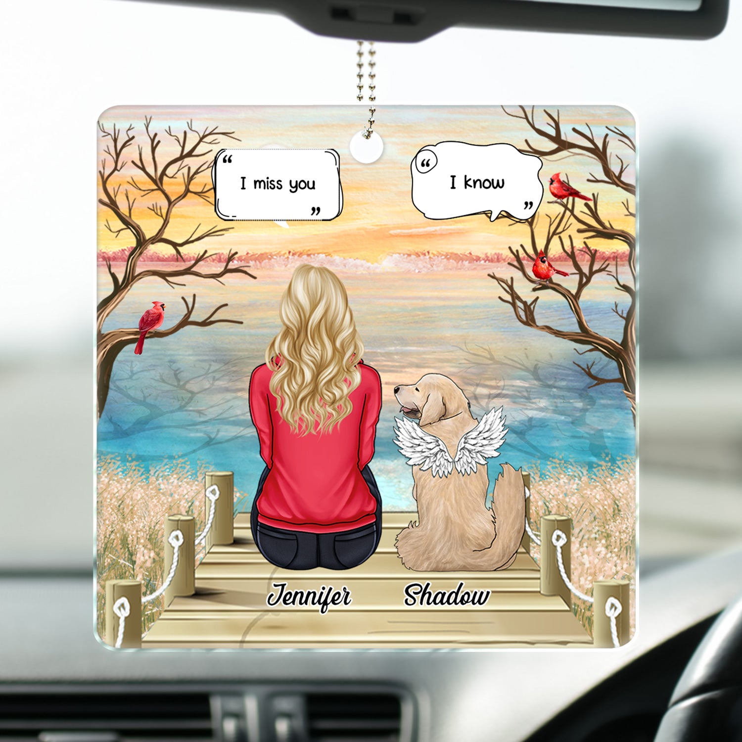 I Miss You I Know - Memorial Gift For Pet Lovers, Dog Mom, Dog Dad, Cat Mom, Cat Dad - Personalized Acrylic Car Hanger