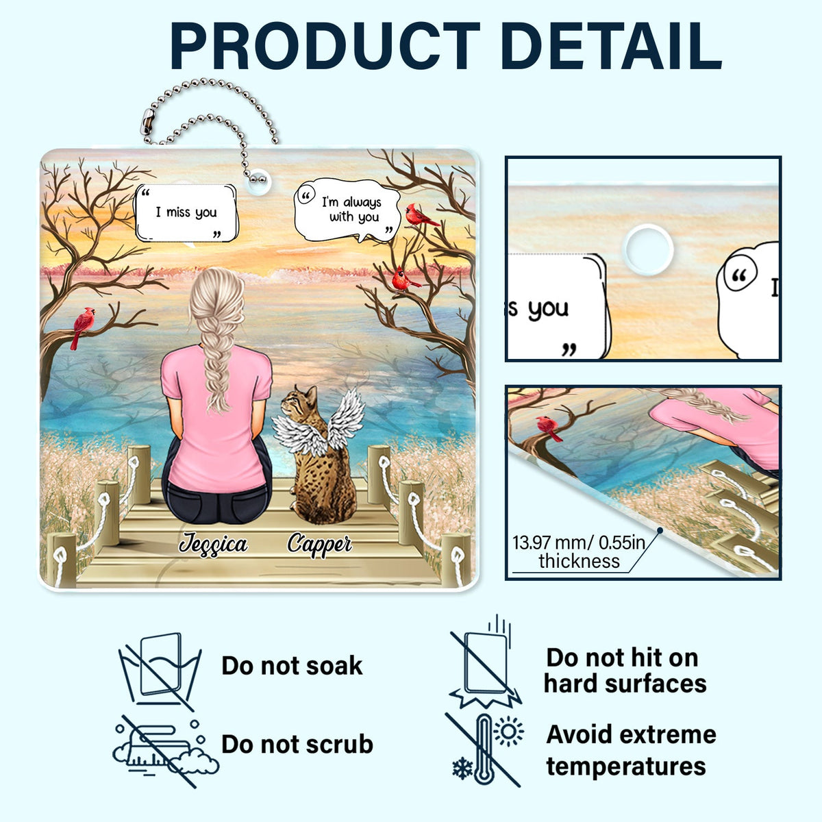 I Miss You I Know - Memorial Gift For Pet Lovers, Dog Mom, Dog Dad, Cat Mom, Cat Dad - Personalized Acrylic Car Hanger