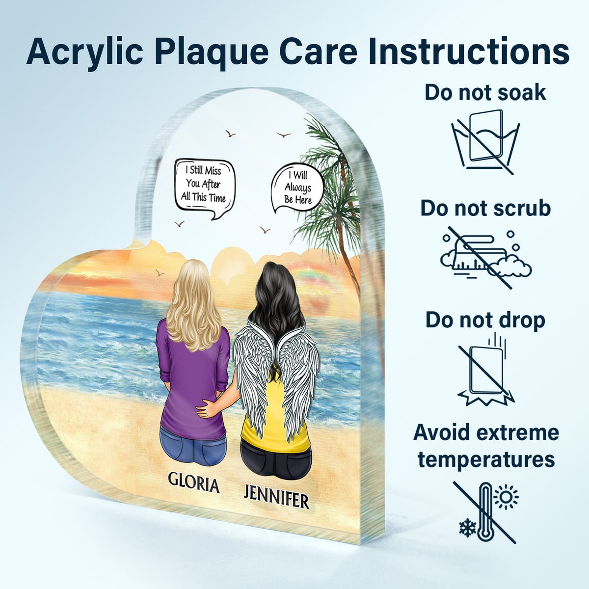 I Miss You I Know - Memorial Gift For Family, Friends, Siblings - Personalized Heart Shaped Acrylic Plaque