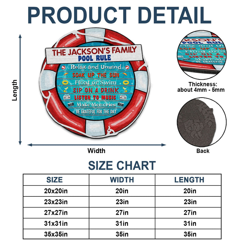 Swimming Pool Rules Relax - Poolside Decor - Personalized Custom Shaped Doormat