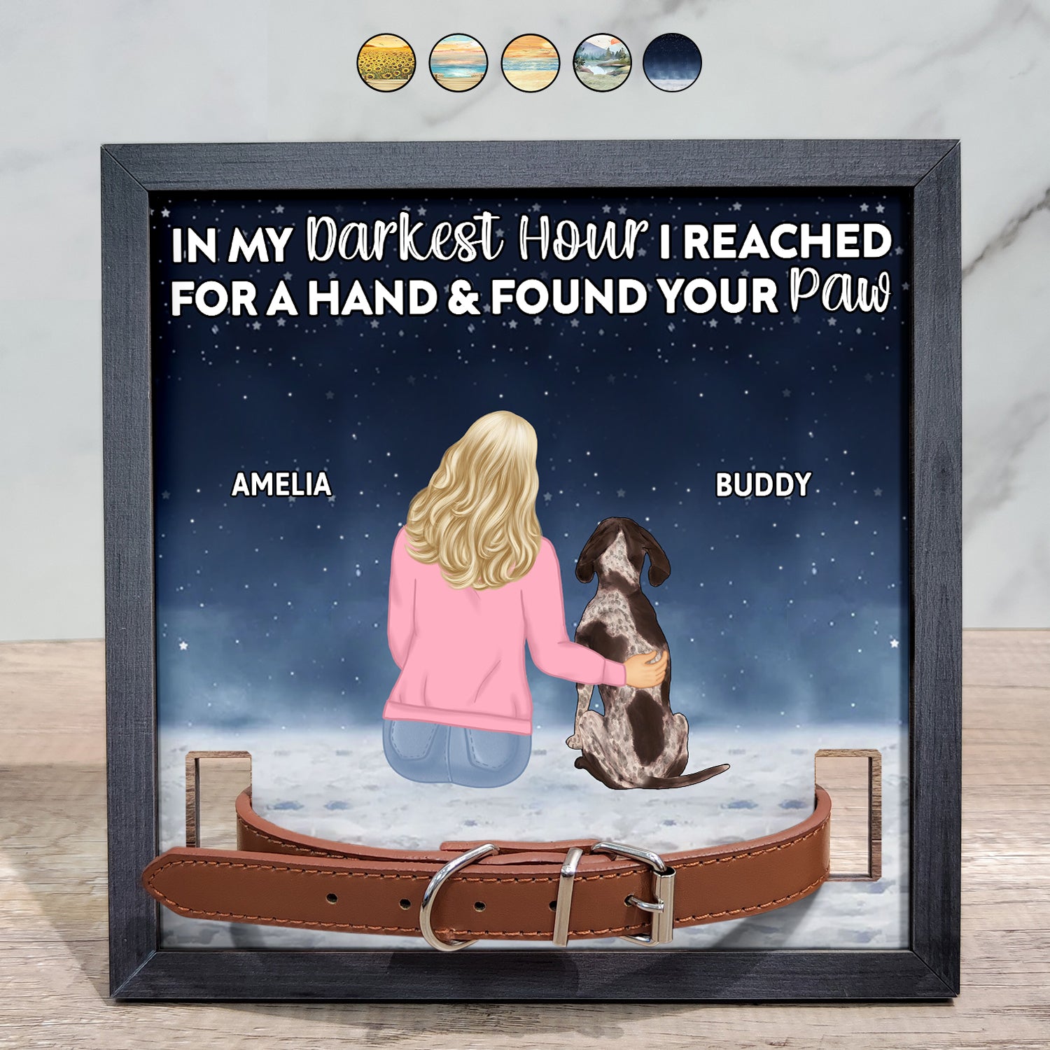 In My Darkest Hour I Found Your Paw - Gift For Dog Lovers, Dog Mom - Personalized Pet Loss Sign, Collar Frame