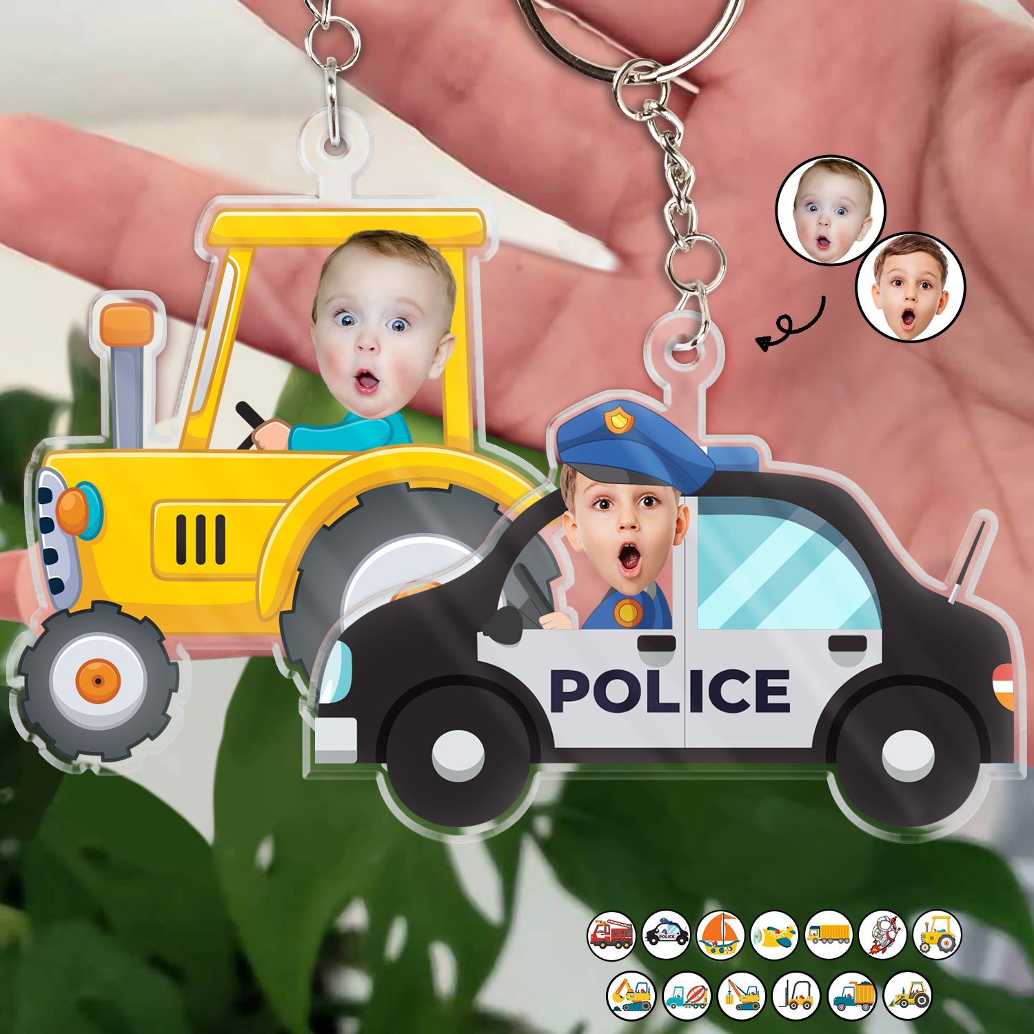 Custom Photo Funny Kid Vehicle - Gift For Children, Grandkids, Parents, Grandparents - Personalized Cutout Acrylic Keychain
