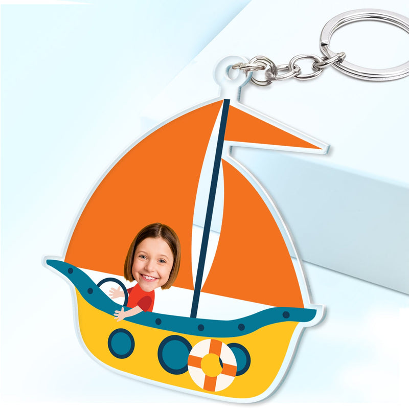 Custom Photo Funny Kid Vehicle - Gift For Children, Grandkids, Parents, Grandparents - Personalized Cutout Acrylic Keychain