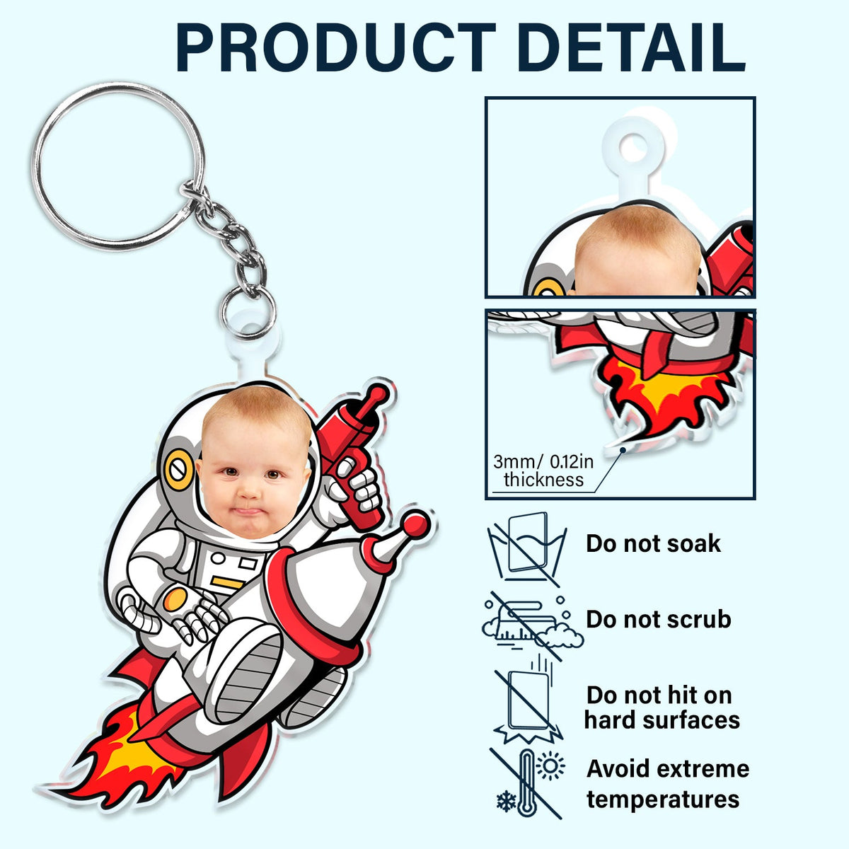 Custom Photo Funny Kid Vehicle - Gift For Children, Grandkids, Parents, Grandparents - Personalized Cutout Acrylic Keychain