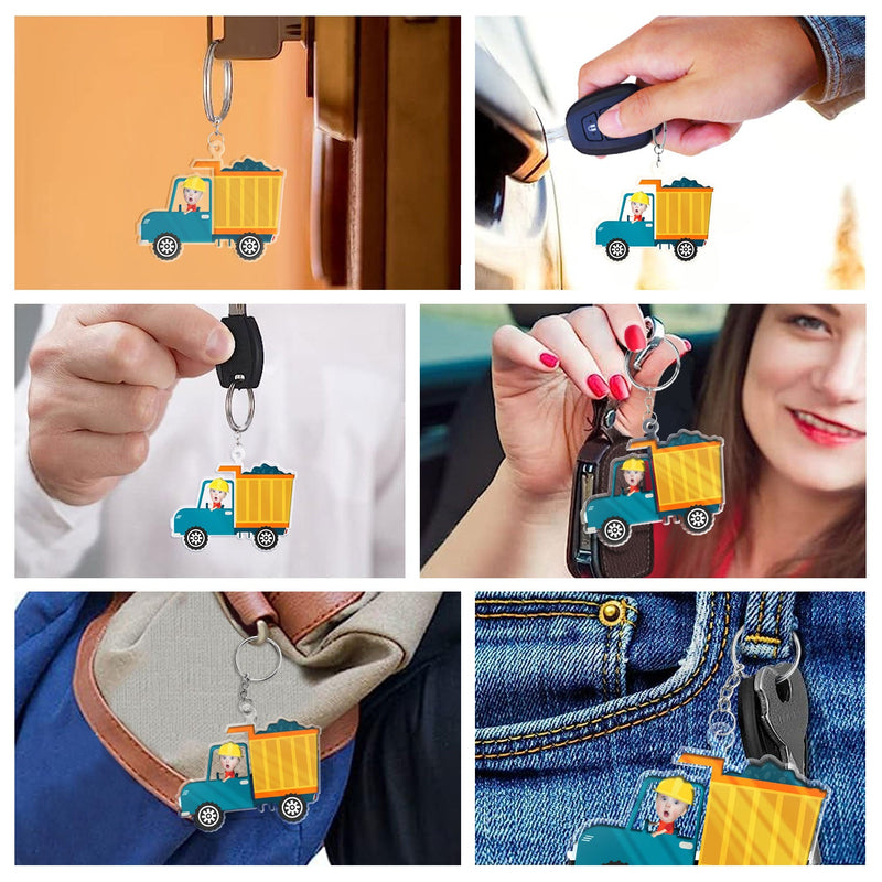 Custom Photo Funny Kid Vehicle - Gift For Children, Grandkids, Parents, Grandparents - Personalized Cutout Acrylic Keychain