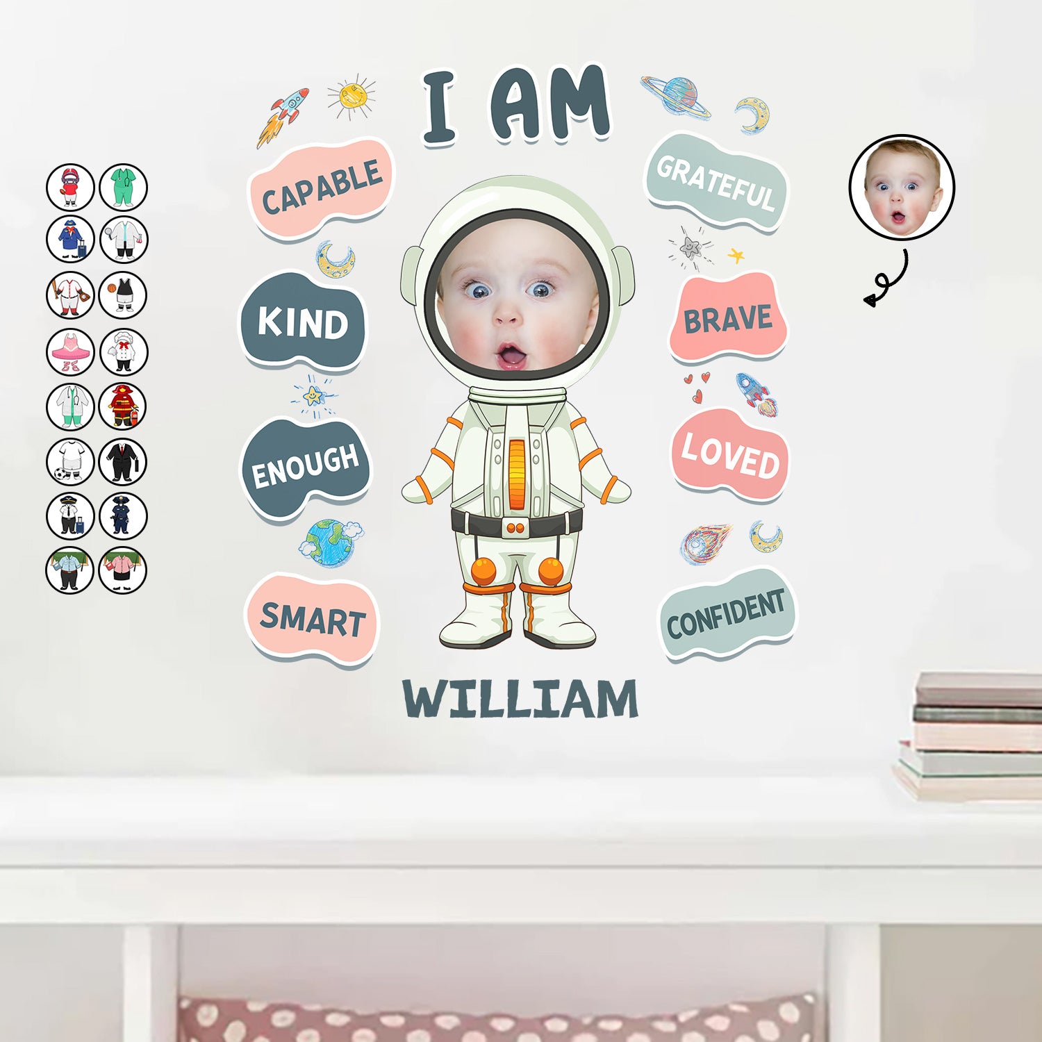 Custom Photo Dream Job I'm Kind Smart Brave Confident - Gift For Kids - Personalized Decor Decal