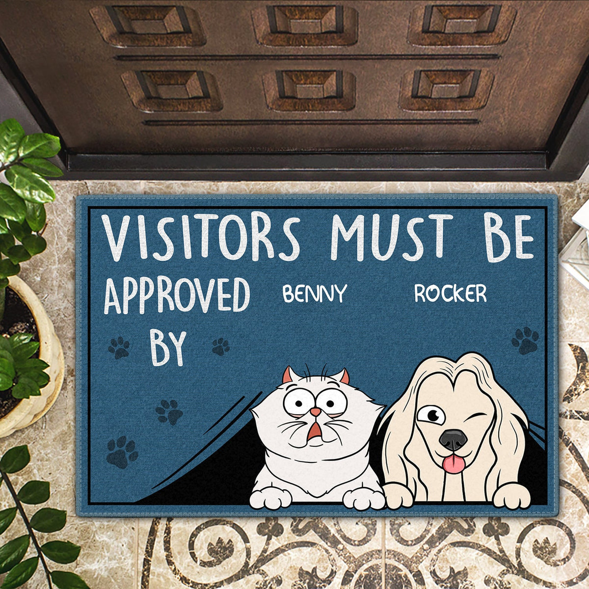 Visitors Must Be Approved By - Home Decor For Dog, Cat, Pet Lovers - Personalized Doormat