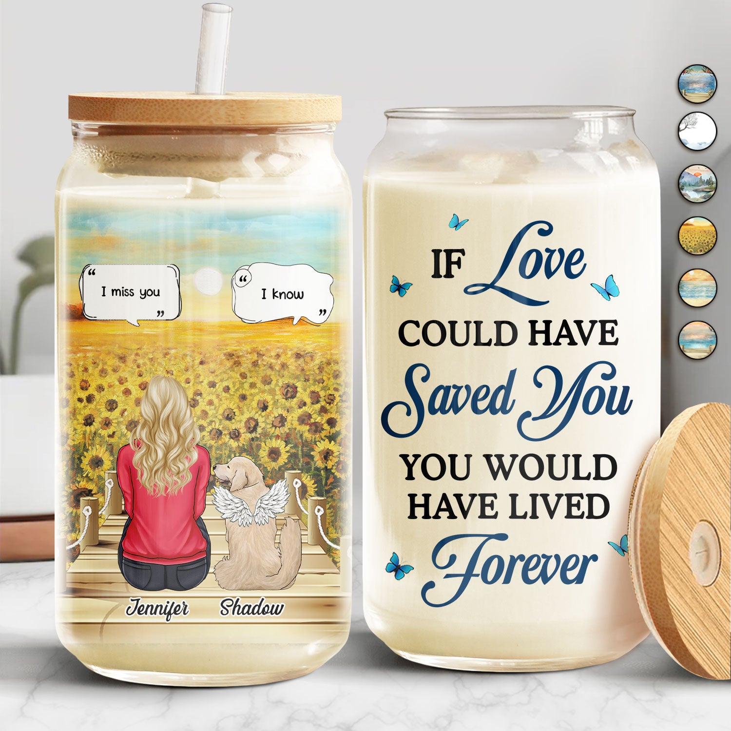 I Miss You I Know - Memorial Gift For Pet Lovers, Dog Mom, Dog Dad, Cat Mom, Cat Dad - Personalized Clear Glass Can