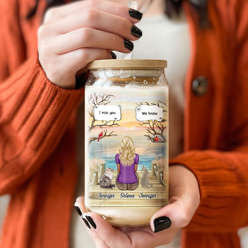 Tu me manques, je sais - Cadeau commémoratif pour les amoureux des animaux, maman chien, papa chien, maman chat, papa chat - Canette en verre transparent personnalisée