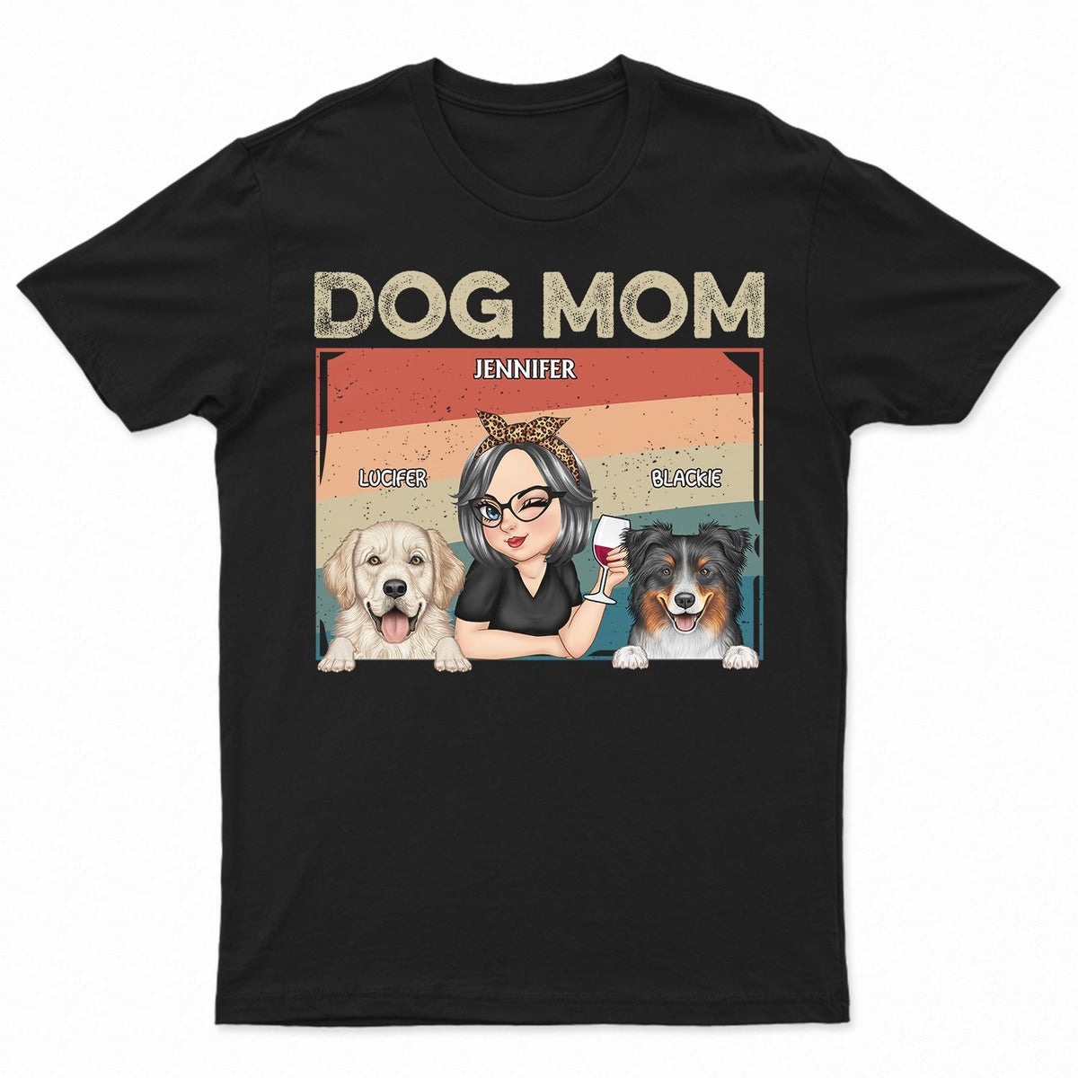 Maman chien - Cadeau amusant pour les amoureux des chiens et des animaux - T-shirt personnalisé