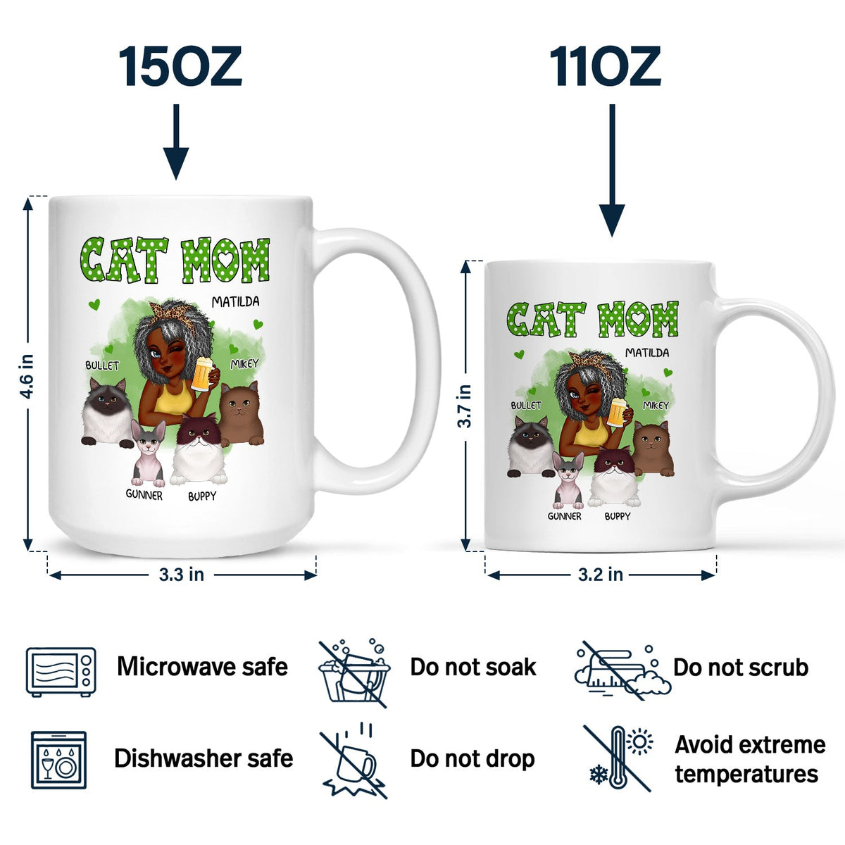 Cat Mom - Funny Gift For Cat Lovers, Pet Lovers - Personalized Mug