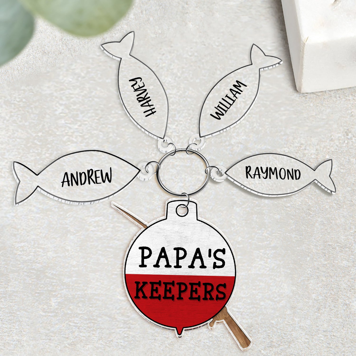 Papa's Keepers - Gift For Father, Grandpa, Fishing Lovers - Personalized Acrylic Tag Keychain