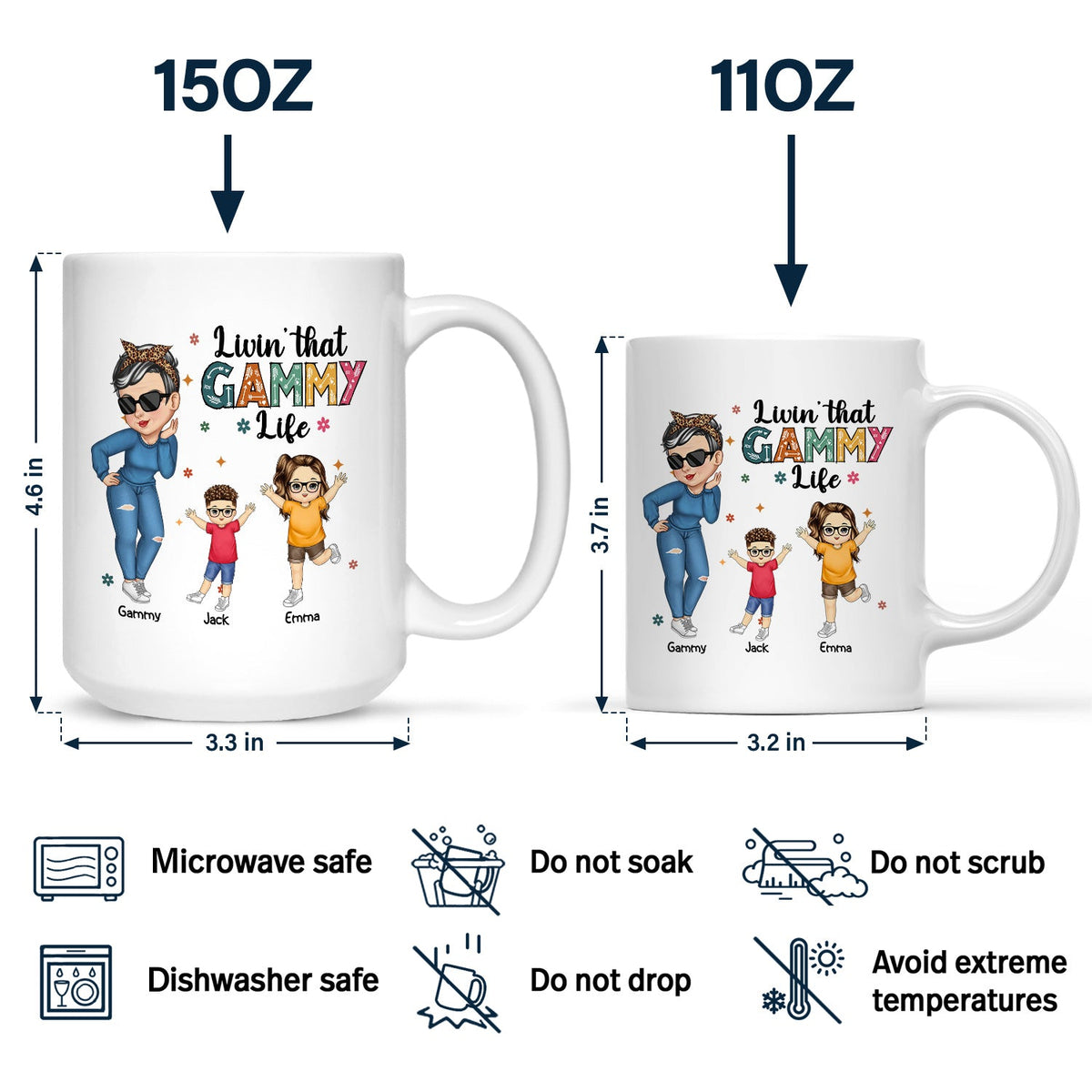 Living That Grandma Life - Funny Gift For Grandma, Mom, Nana, Gigi - Personalized Mug