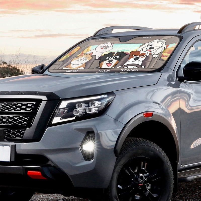 Funny Dogs And Cats - Gift For Pet Lovers - Personalized Auto Sunshade