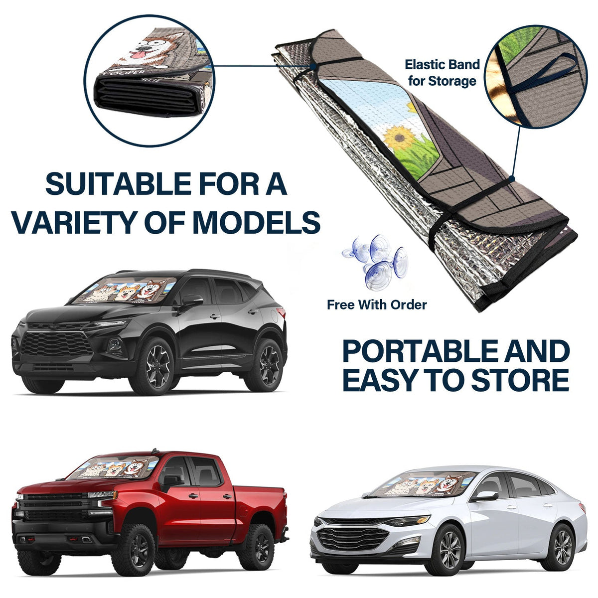 Funny Dogs And Cats - Gift For Pet Lovers - Personalized Auto Sunshade