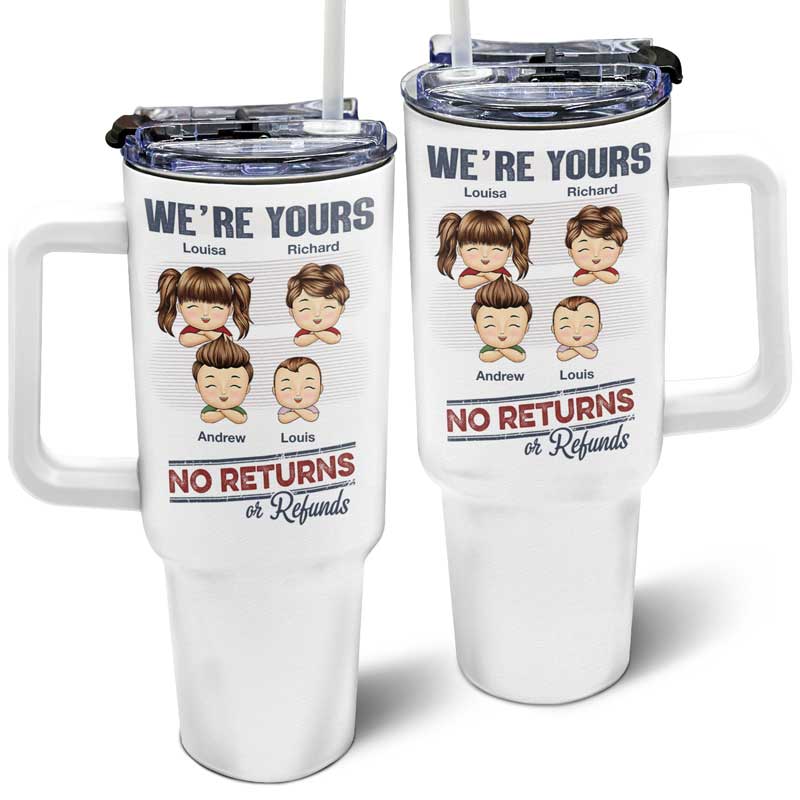 No Returns Or Refunds Chibi Grandkids - Personalized 40oz Tumbler With Straw