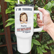 No Returns Or Refunds Chibi Grandkids - Personalized 40oz Tumbler With Straw