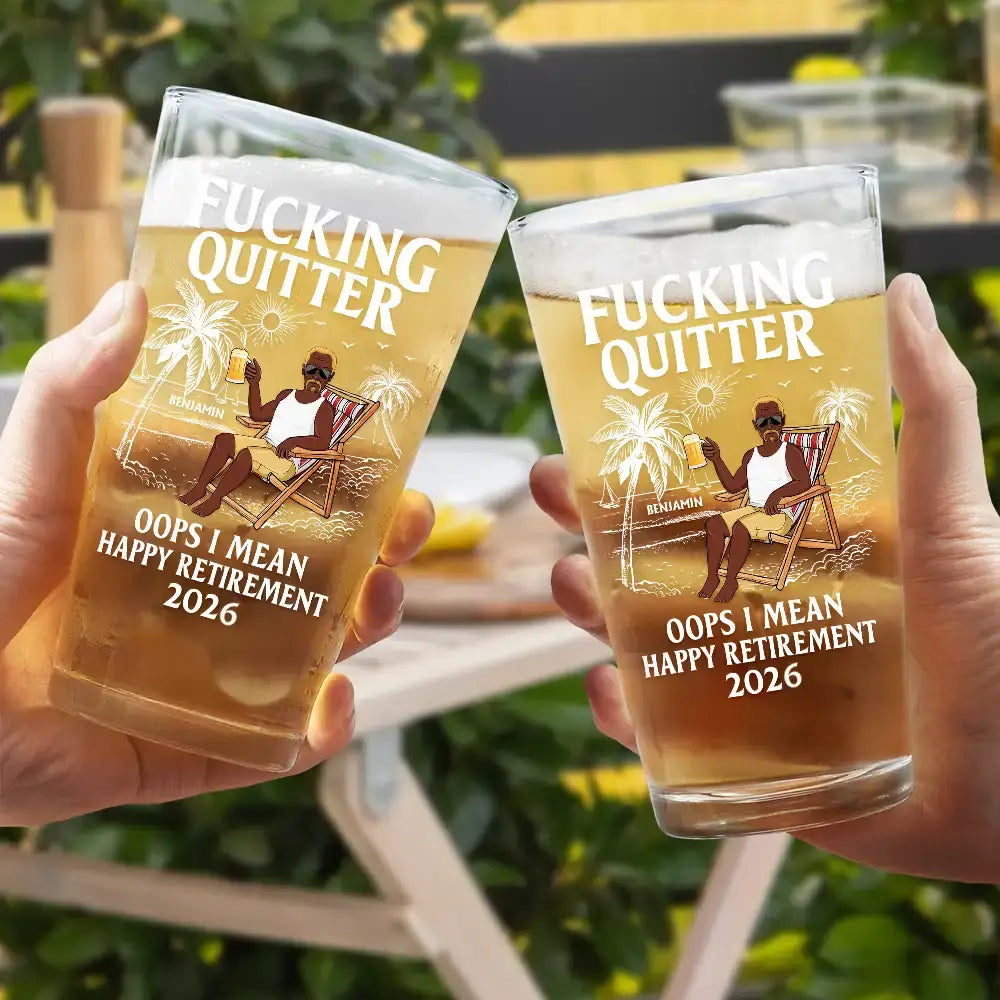 Retirement, Beach, Summer, Gift For Yourself, Funny - Oops I Mean Happy Retirement - Personalised Beer Glass