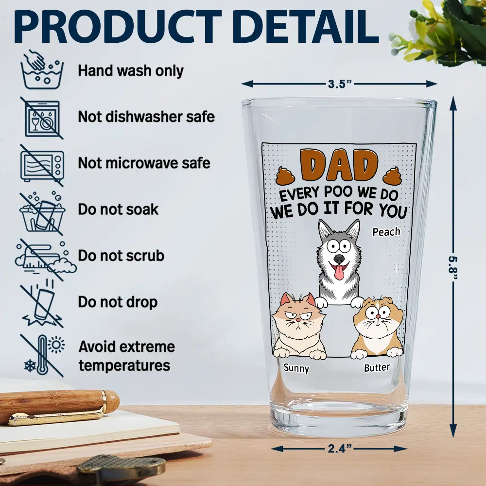 Dad Every Poo I Do - Personalized Beer Glass
