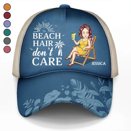 Beach Hair Don't Care Cartoon - Personalized Classic Cap