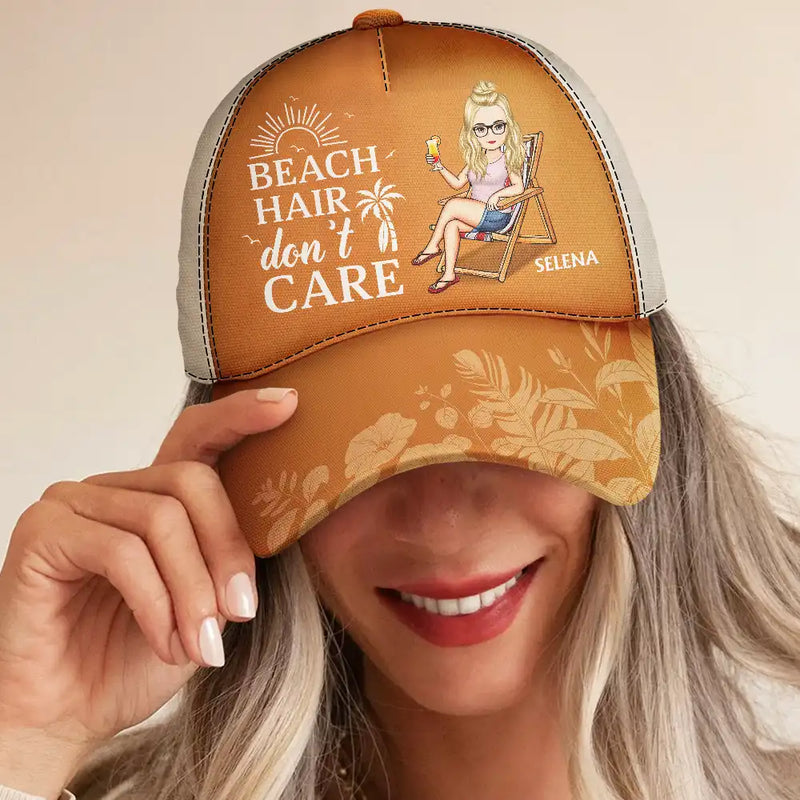 Beach Hair Don't Care Cartoon - Personalized Classic Cap