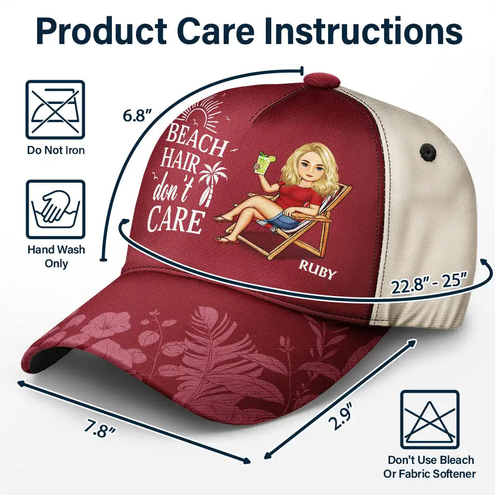 Beach Hair Don't Care Cartoon - Personalized Classic Cap