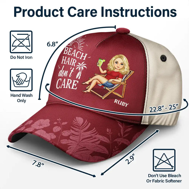 Beach Hair Don't Care Cartoon - Personalized Classic Cap