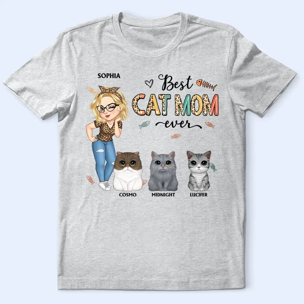 Best Cat Mom Ever Cartoon Woman - Personalized T Shirt