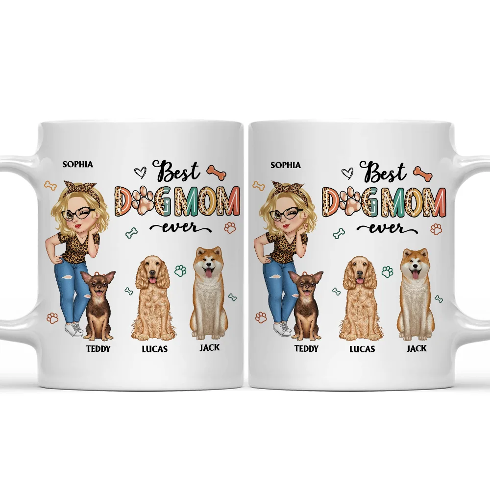 Best Dog Mom Ever Cartoon Woman - Personalized Mug